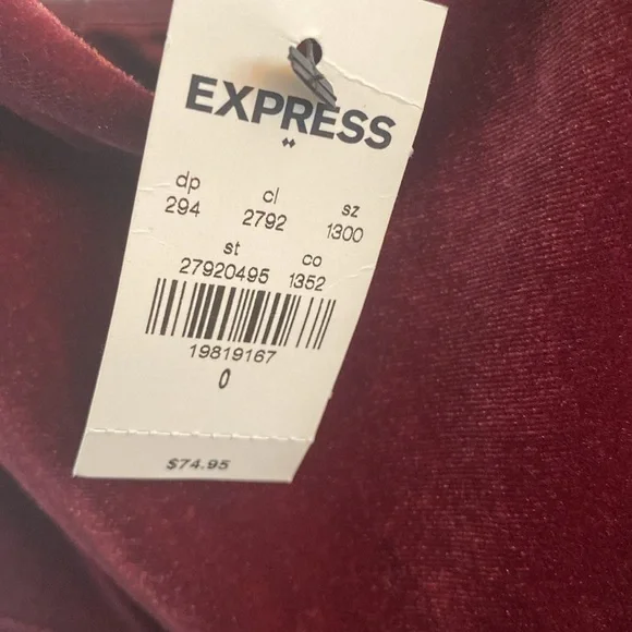 Express size zero strapless velvet jumpsuit NWT - Picture 5 of 9